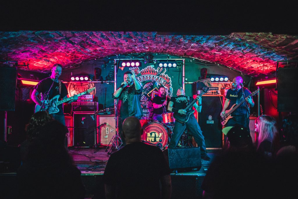 Time Stands Still Band - playing live at Bannermans, Edinburgh - whole band shot
